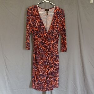 Laundry by Design Orange and Black Long Sleeve Dress